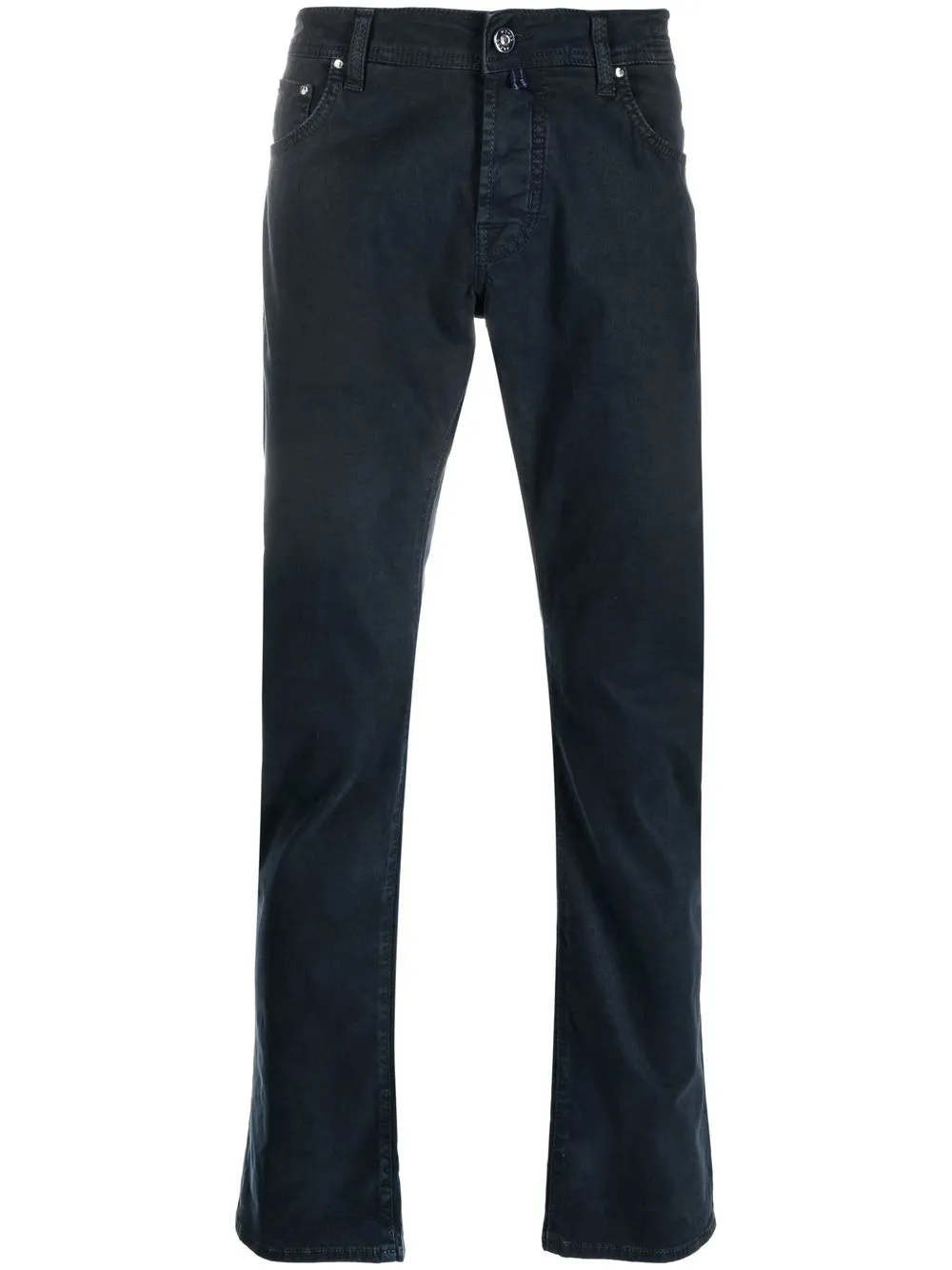 Men Regular-Fit & Straight Leg Pants Maison-Kitsune Jacob Cohën scarf-detail five-pocket straight-leg Trousers Blue