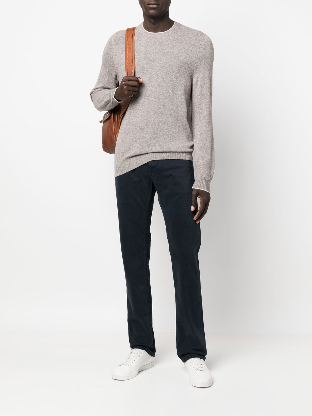 Men Regular-Fit & Straight Leg Pants Maison-Kitsune Jacob Cohën scarf-detail five-pocket straight-leg Trousers Blue