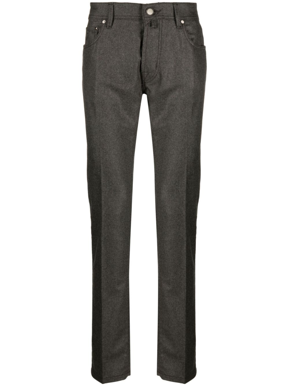 Men Regular-Fit & Straight Leg Pants Maison-Kitsune Jacob Cohën Bard slim-cut Flannel Trousers Brown
