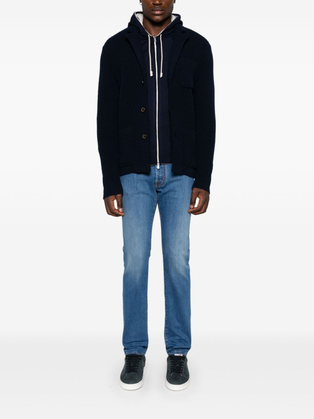 Maison-Kitsune Cardigans Men Jacob Cohën Knitted Blazer Blue