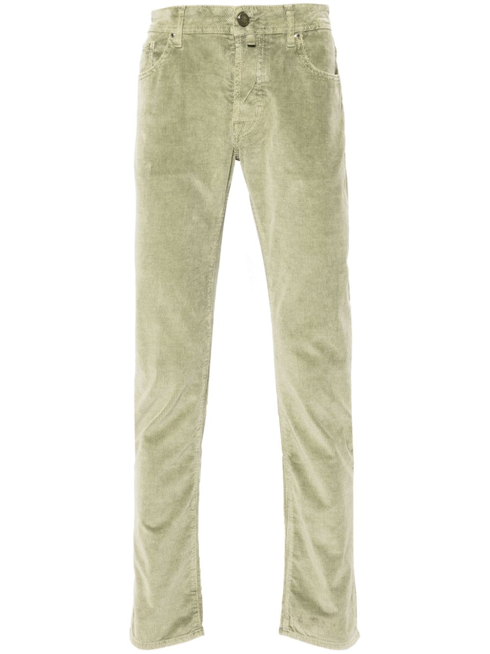 Men Regular-Fit & Straight Leg Pants Maison-Kitsune Jacob Cohën logo-embroidered Corduroy Trousers Green