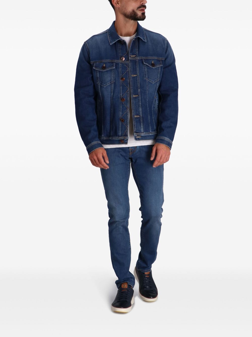 Maison-Kitsune Denim Jackets Men Jacob Cohën logo-patch Denim Jacket Blue