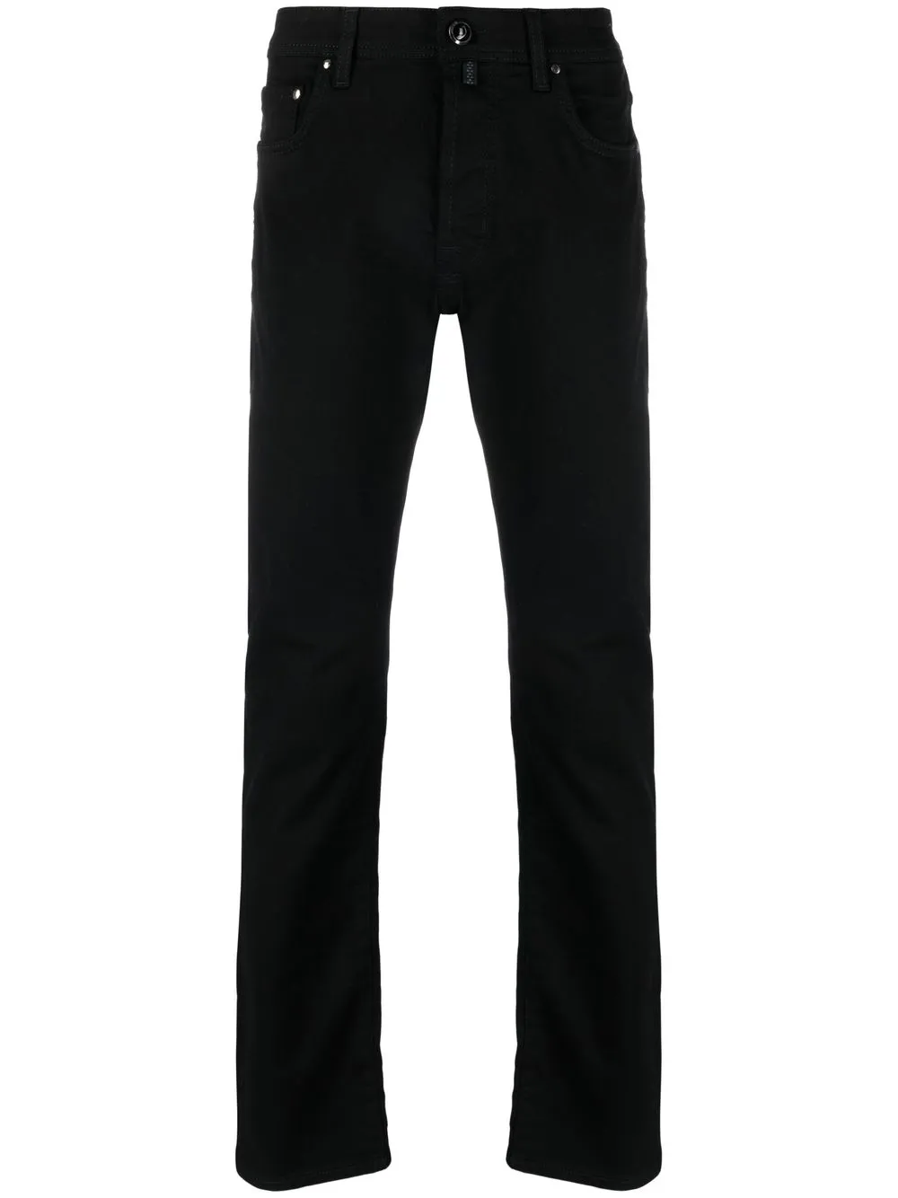 Maison-Kitsune Jacob Cohën logo-patch slim-cut Jeans Black Men Slim-Fit Jeans