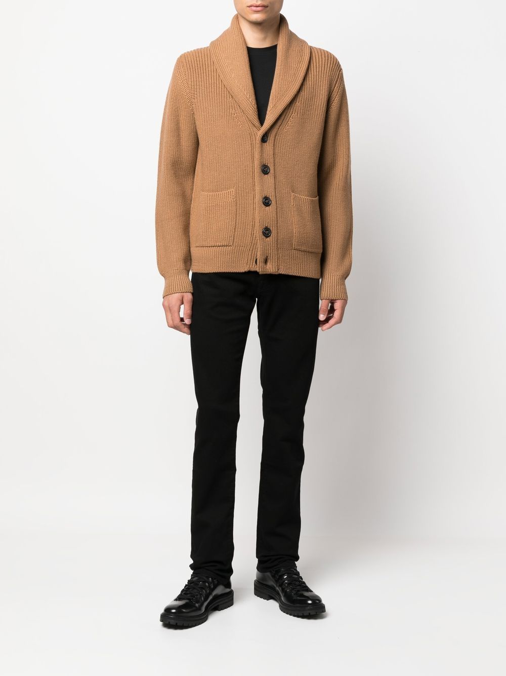 Maison-Kitsune Jacob Cohën logo-patch slim-cut Jeans Black Men Slim-Fit Jeans