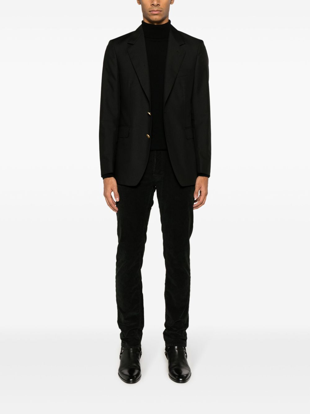 Maison-Kitsune Chinos Men Jacob Cohën Bard Velour stretch-cotton Trousers Black