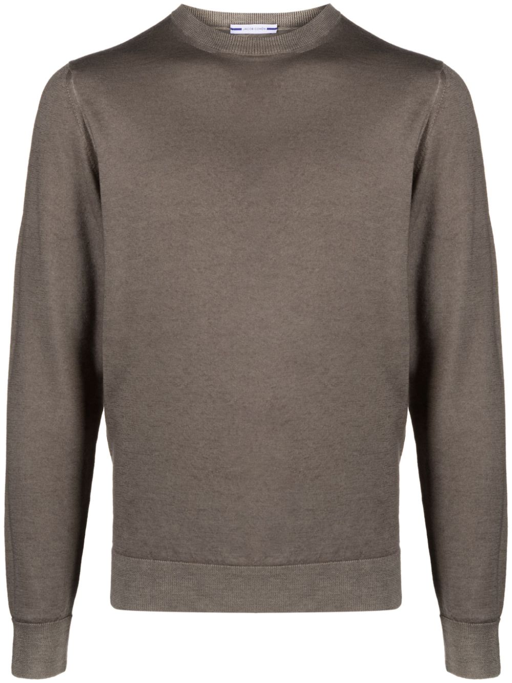 Maison-Kitsune Knitted Sweaters Men Jacob Cohën logo-patch fine-knit Jumper Brown