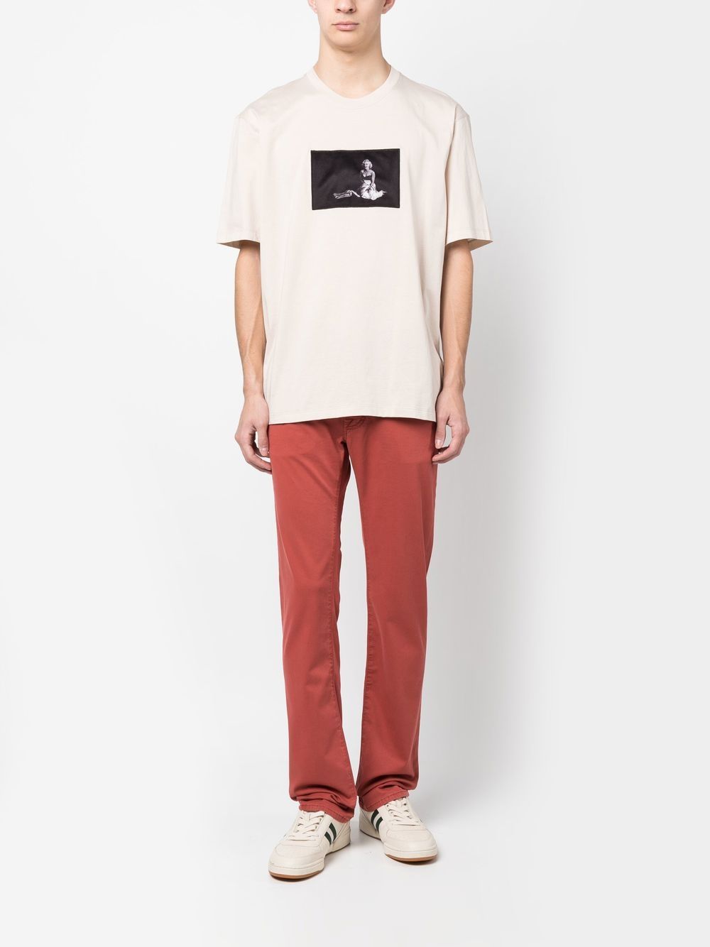 Men Regular & Straight-Leg Jeans Maison-Kitsune Jacob Cohën attached-scarf straight-leg Jeans Red