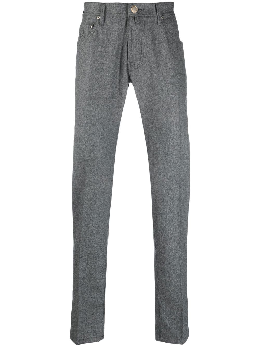 Men Skinny Pants Maison-Kitsune Jacob Cohën slim-fit virgin-wool Trousers Grey