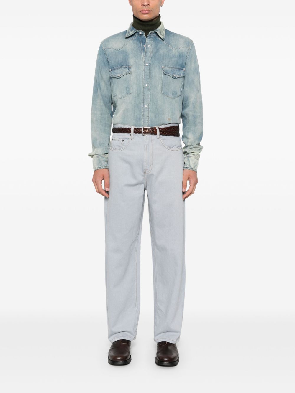 Jacob Cohën Denim Western Shirt Blue Maison-Kitsune Men Shirts