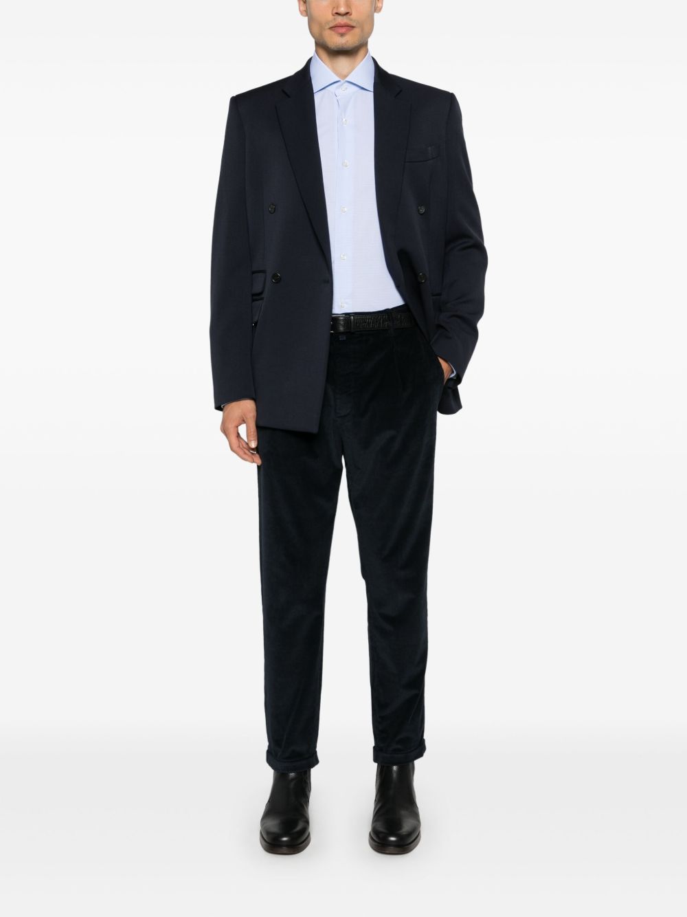 Maison-Kitsune Cropped Pants Men Jacob Cohën Henry Trousers Blue