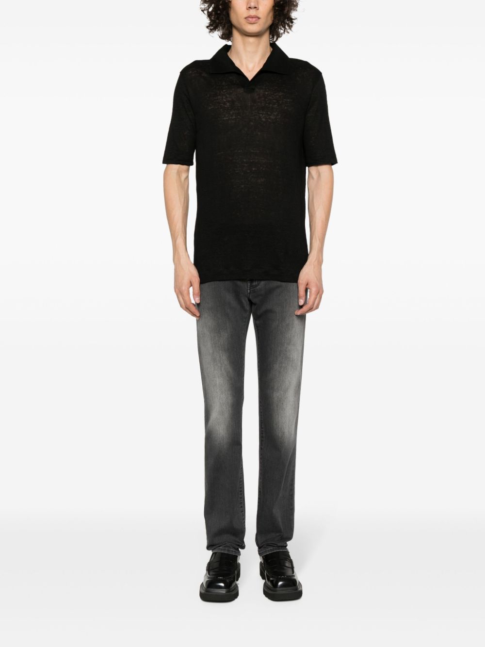 Jacob Cohën scarf-detail Tapered Jeans Black Maison-Kitsune Men Tapered Jeans