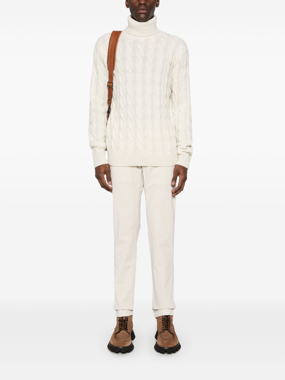 Maison-Kitsune Knitted Sweaters Men Jacob Cohën cable-knit Sweater White
