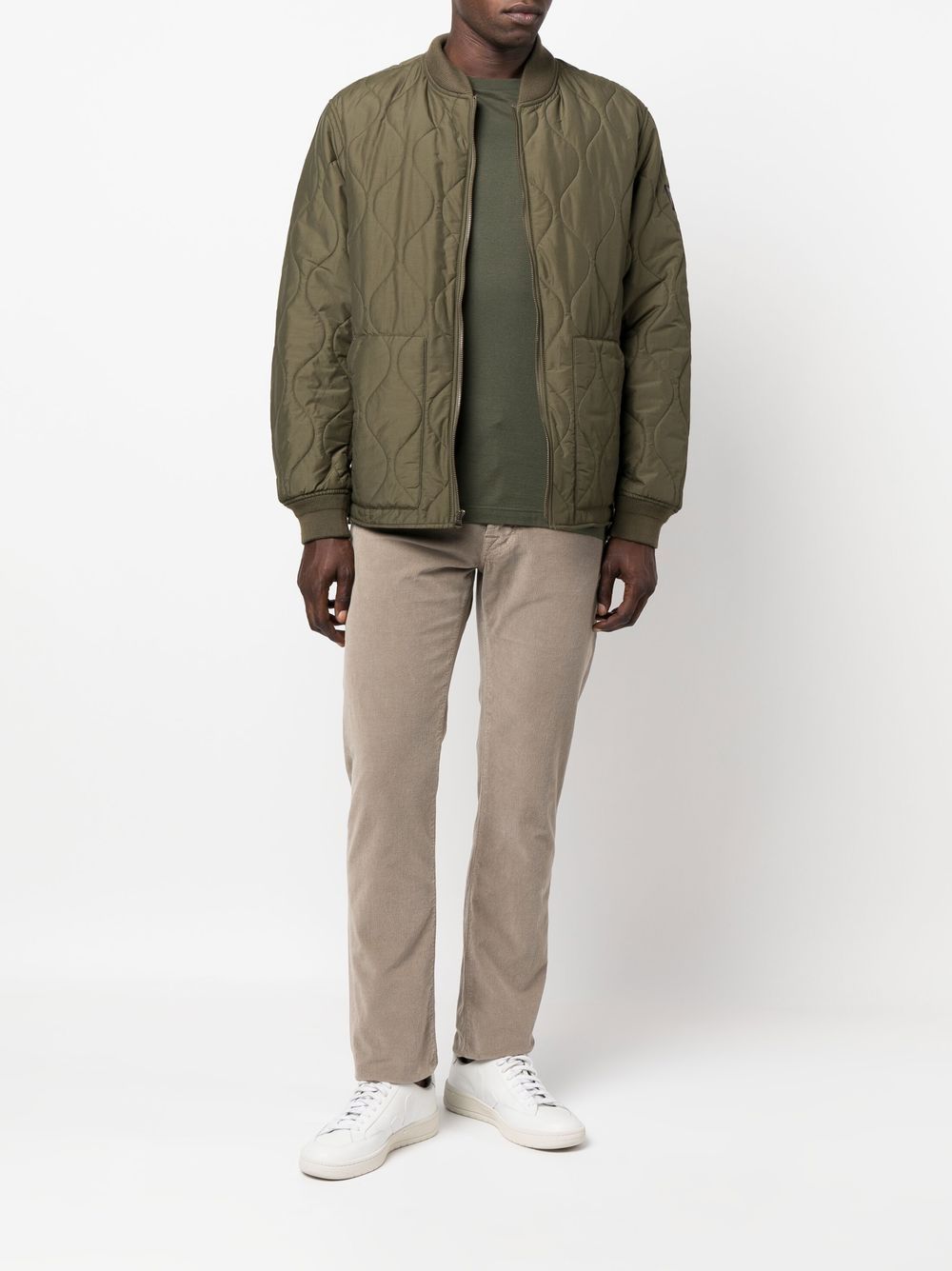 Men Skinny Pants Maison-Kitsune Jacob Cohën skinny-cut logo-patch Trousers Neutrals