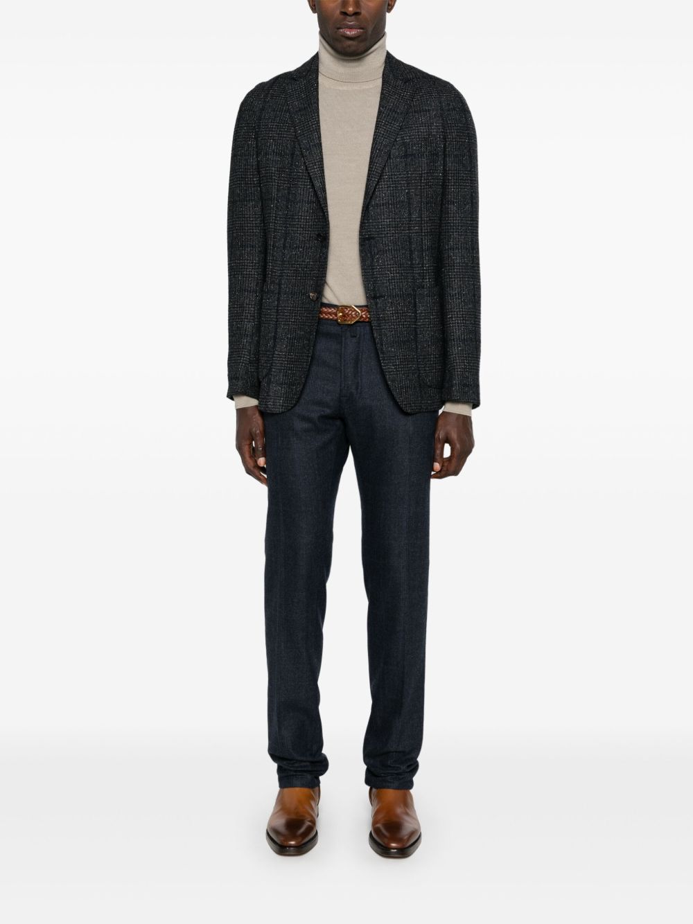 Jacob Cohën Prince Of Wales Check Trousers Blue Maison-Kitsune Men Tapered Pants