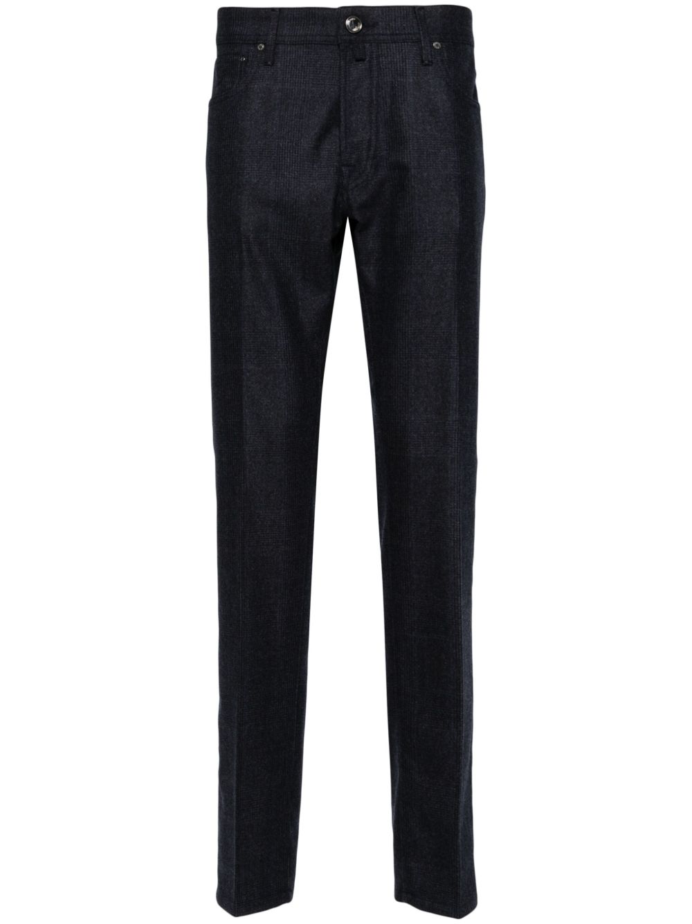 Jacob Cohën Prince Of Wales Check Trousers Blue Maison-Kitsune Men Tapered Pants