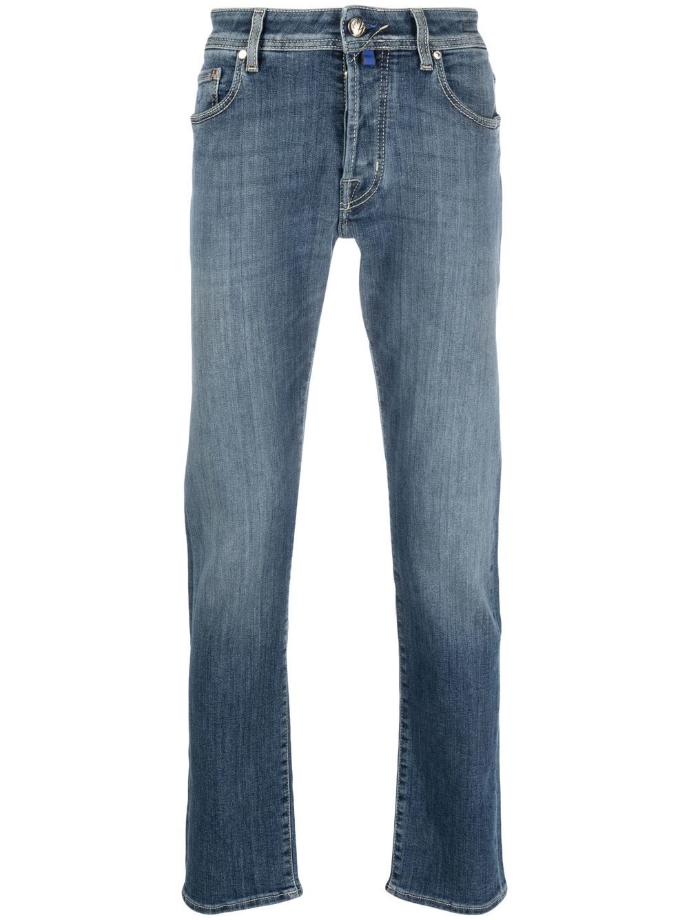 Men Regular & Straight-Leg Jeans Maison-Kitsune Jacob Cohën logo-patch slim-fit Jeans Blue