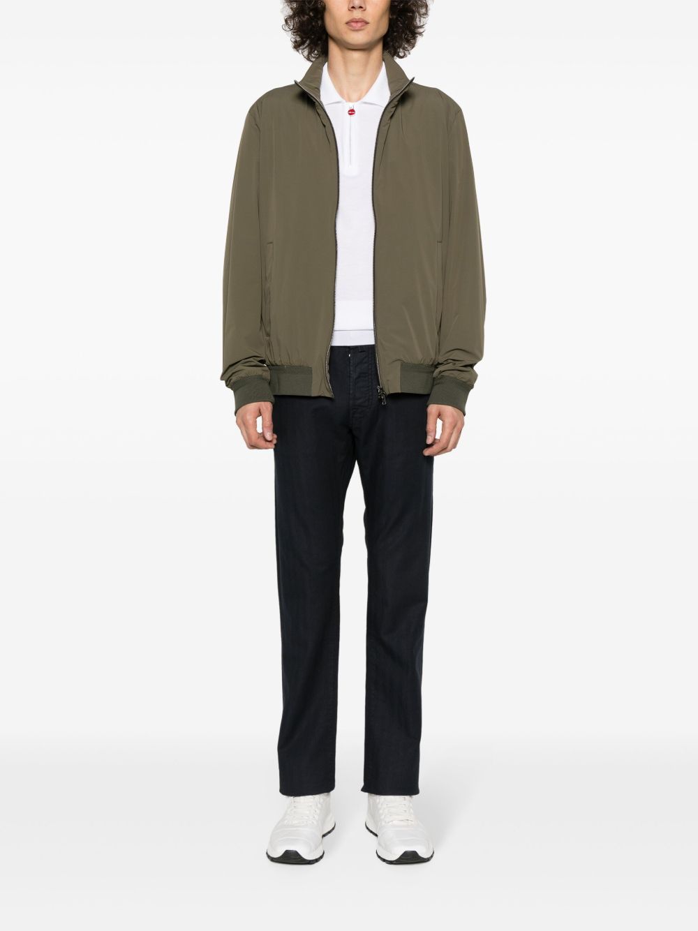 Maison-Kitsune Jacob Cohën scarf-detail Straight Trousers Blue Men Regular-Fit & Straight Leg Pants