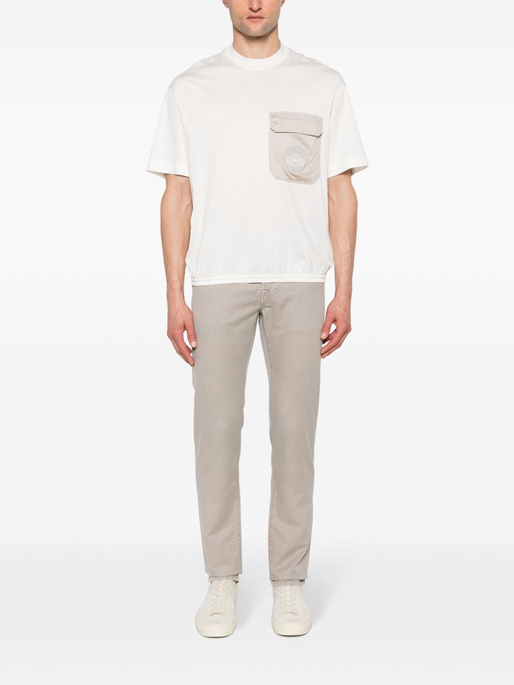 Maison-Kitsune Jacob Cohën logo-patch Trousers Neutrals Men Tapered Pants
