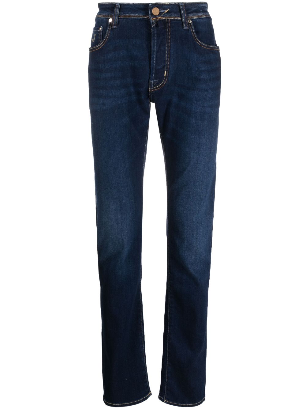 Maison-Kitsune Jacob Cohën contrast-stitching straight-leg Jeans Blue Men Regular & Straight-Leg Jeans