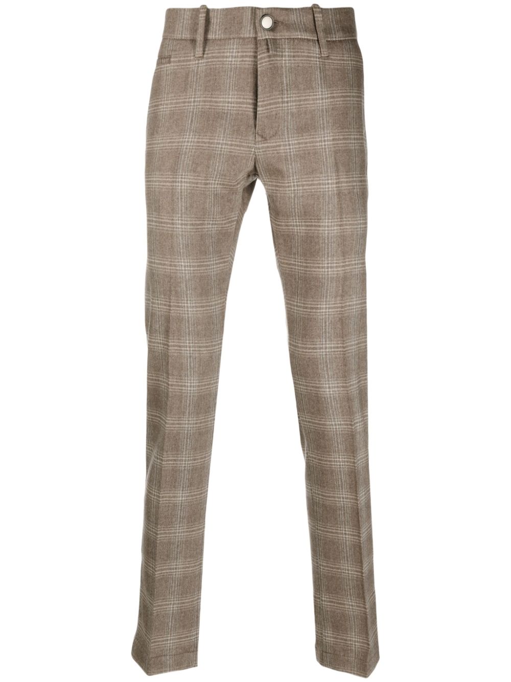 Maison-Kitsune Tapered Pants Men Jacob Cohën plaid-check wool-blend Tapered Trousers Brown