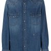 Jacob Cohën logo-embroidered Denim Shirt Blue Men Shirts Maison-Kitsune
