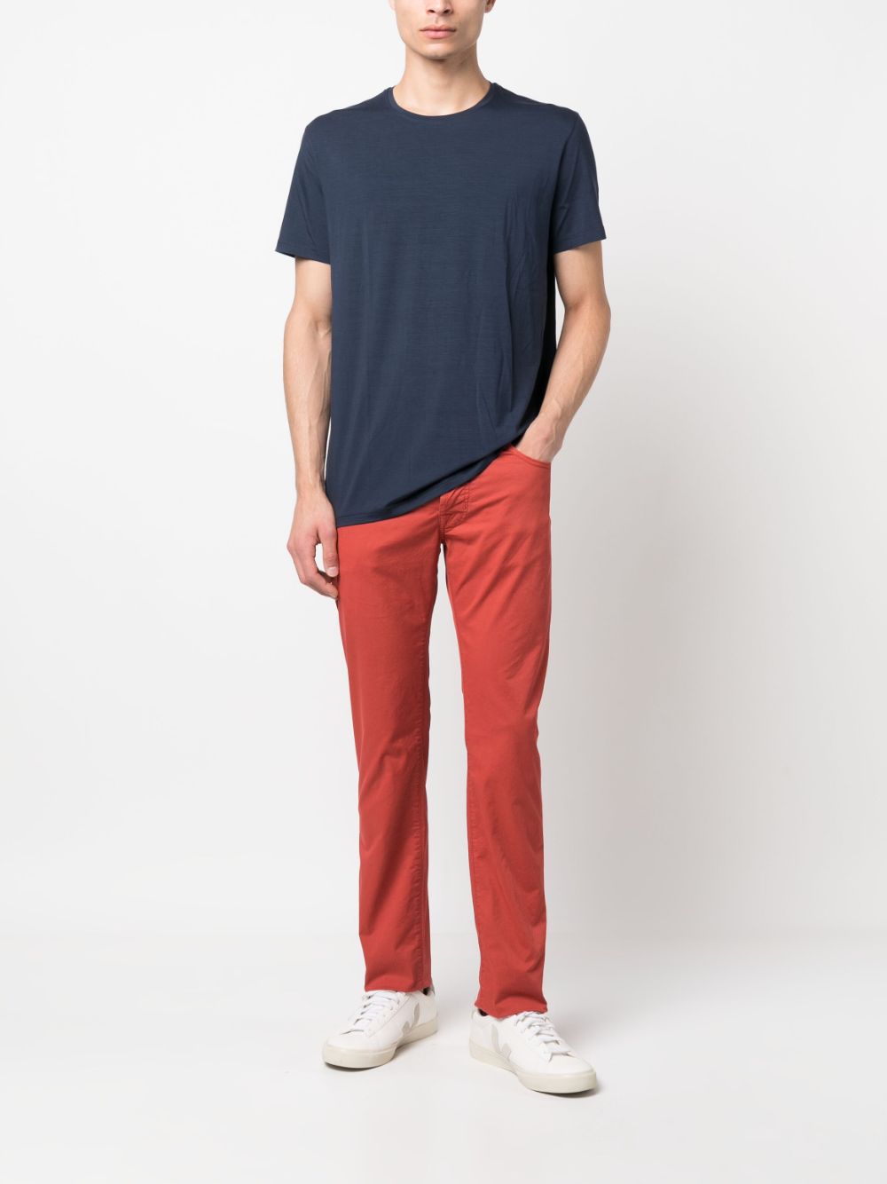 Jacob Cohën Bard Cotton Gabardine Trousers Red Men Regular-Fit & Straight Leg Pants Maison-Kitsune