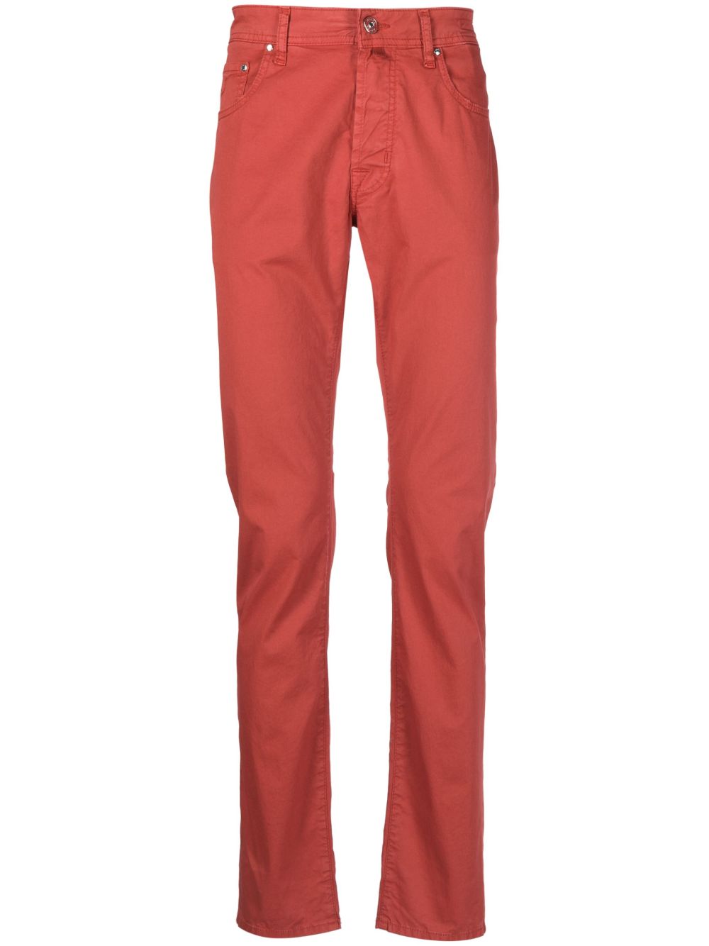 Jacob Cohën Bard Cotton Gabardine Trousers Red Men Regular-Fit & Straight Leg Pants Maison-Kitsune