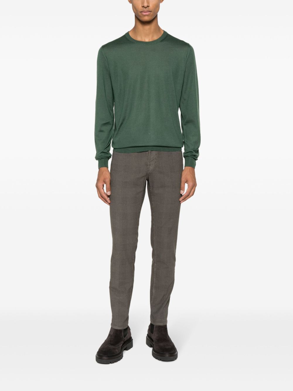 Jacob Cohën Mini check-print Skinny Trousers Brown Men Skinny Pants Maison-Kitsune