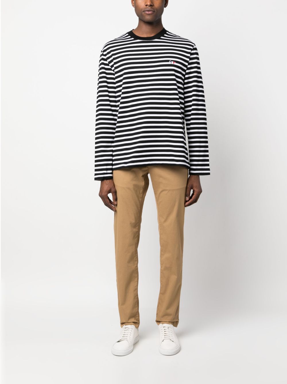 Jacob Cohën logo-patch Tailored Trousers Neutrals Men Regular-Fit & Straight Leg Pants Maison-Kitsune