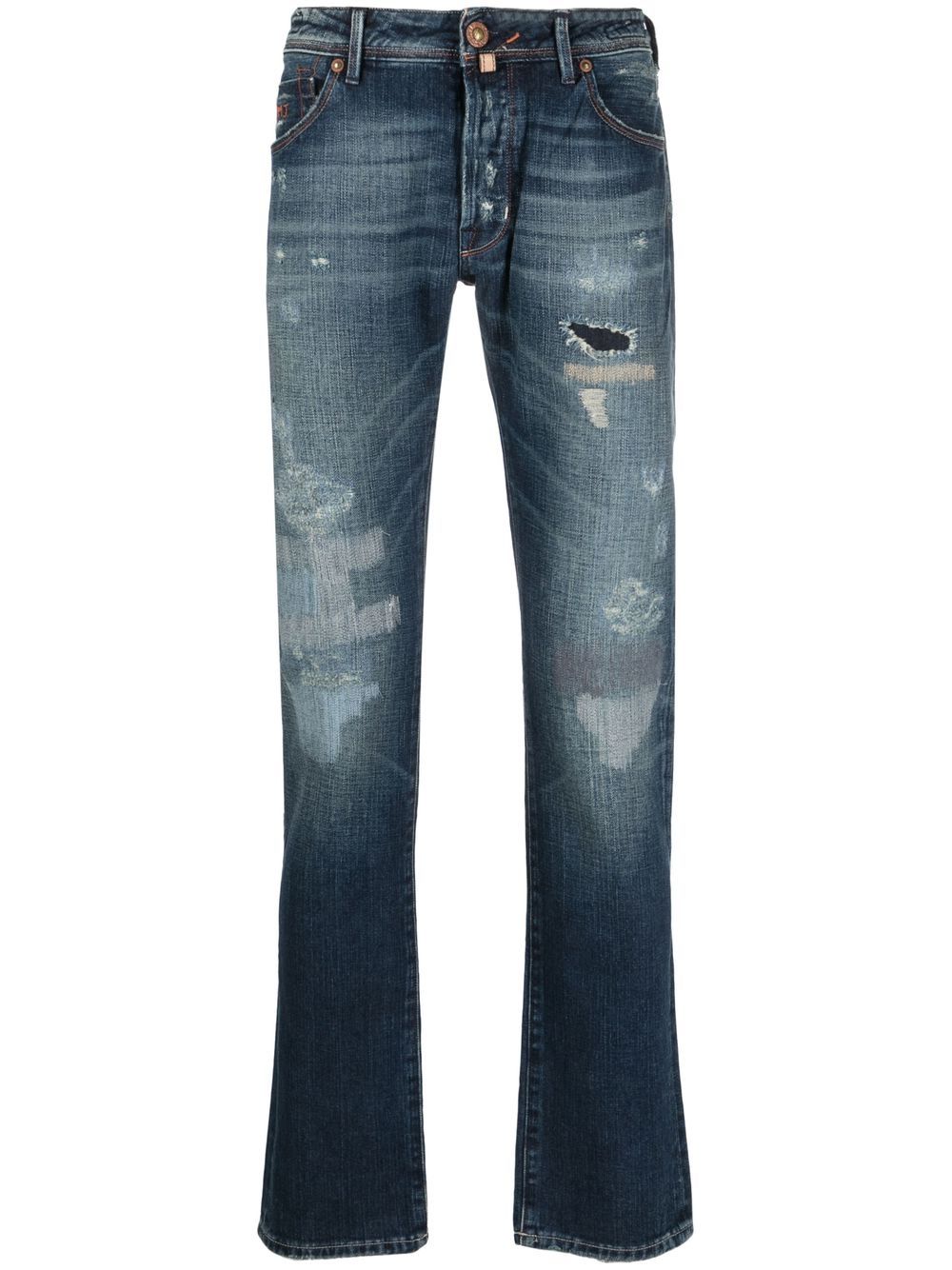 Jacob Cohën Distressed Tapered Jeans Blue Men Tapered Jeans Maison-Kitsune