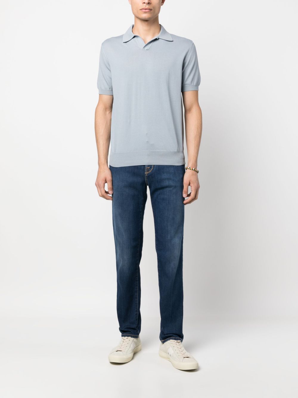 Men Slim-Fit Jeans Maison-Kitsune Jacob Cohën logo-embroidered slim-fit Jeans Blue