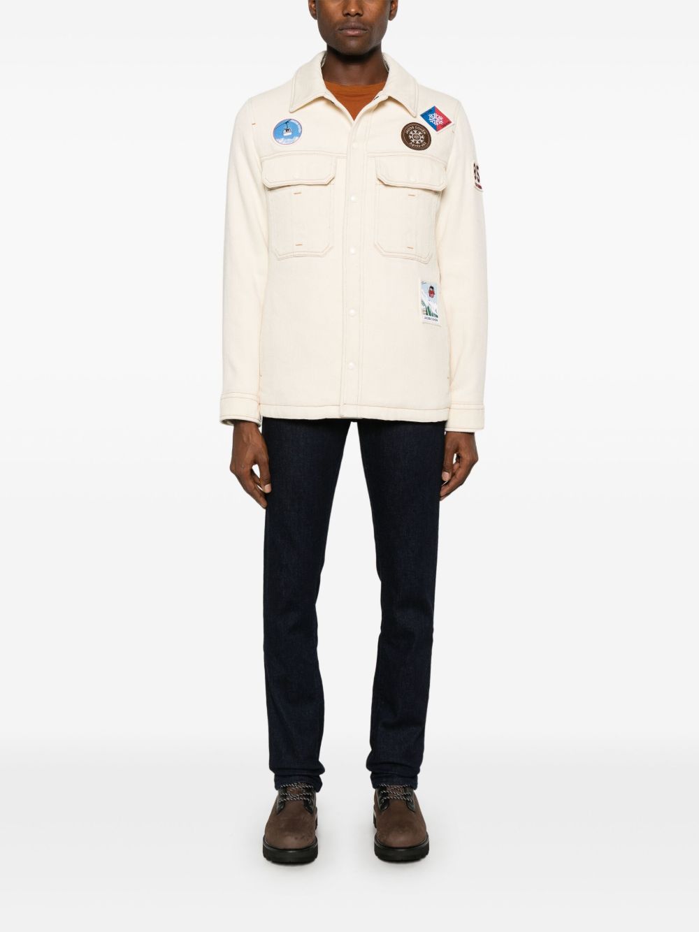 Maison-Kitsune Jacob Cohën patch-detailing Jacket Neutrals Men Shirt Jackets