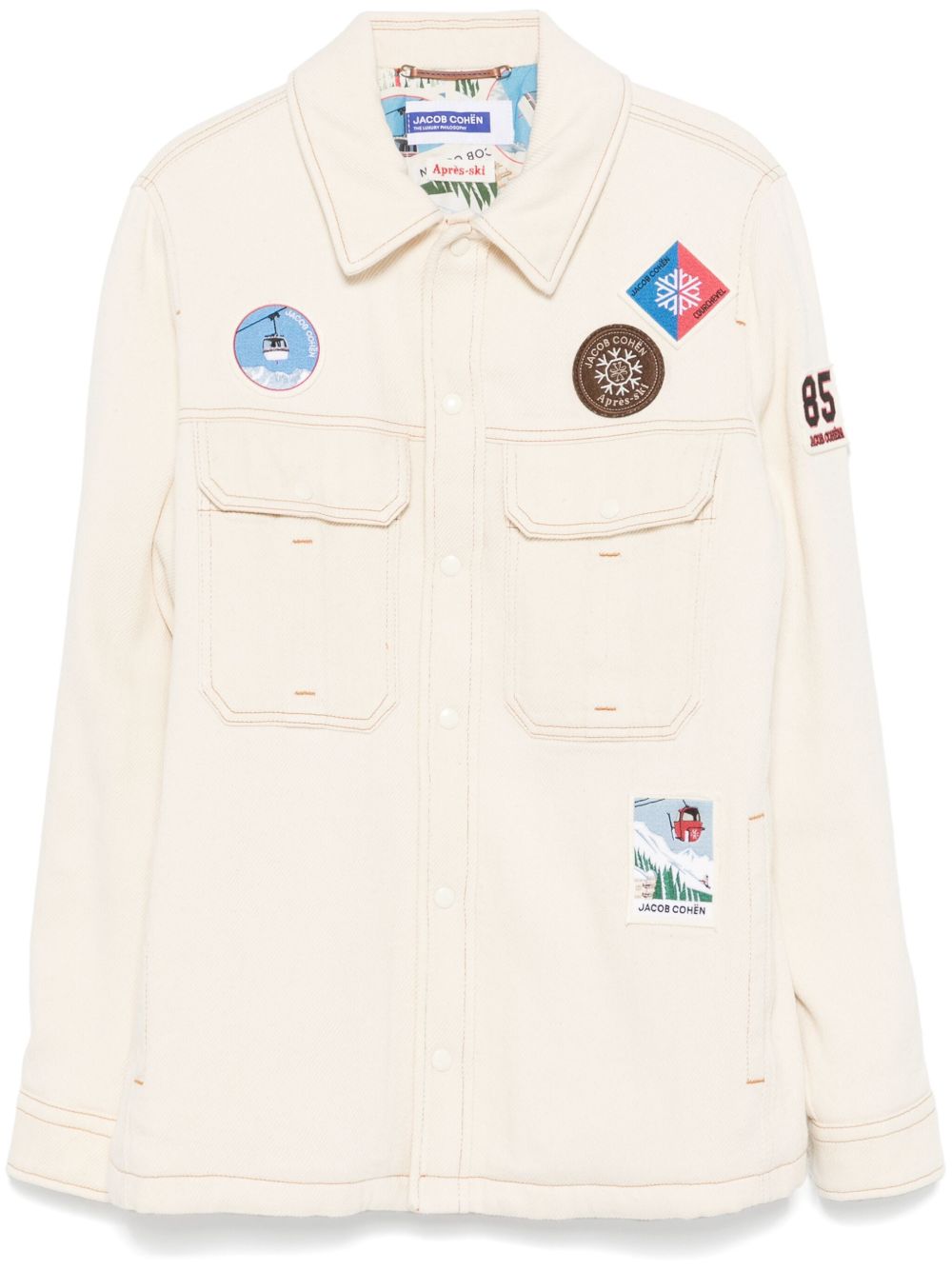 Maison-Kitsune Jacob Cohën patch-detailing Jacket Neutrals Men Shirt Jackets