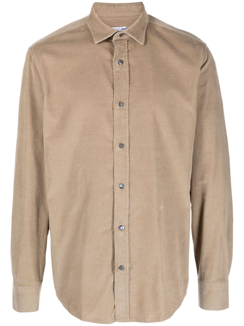 Men Shirts Maison-Kitsune Jacob Cohën logo-embroidered Cotton Corduroy Shirt Brown