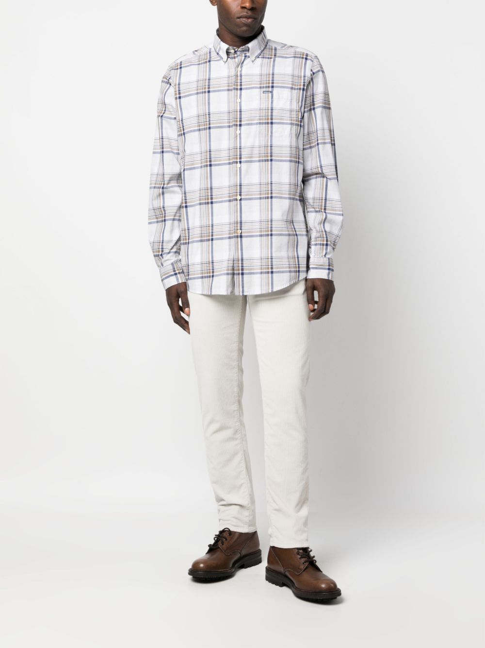 Jacob Cohën logo-patch tapered-leg Trousers White Men Tapered Pants Maison-Kitsune