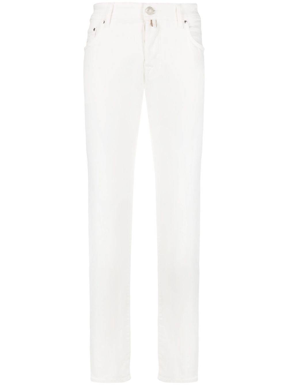 Jacob Cohën logo-patch slim-cut Trousers White Men Skinny Pants Maison-Kitsune