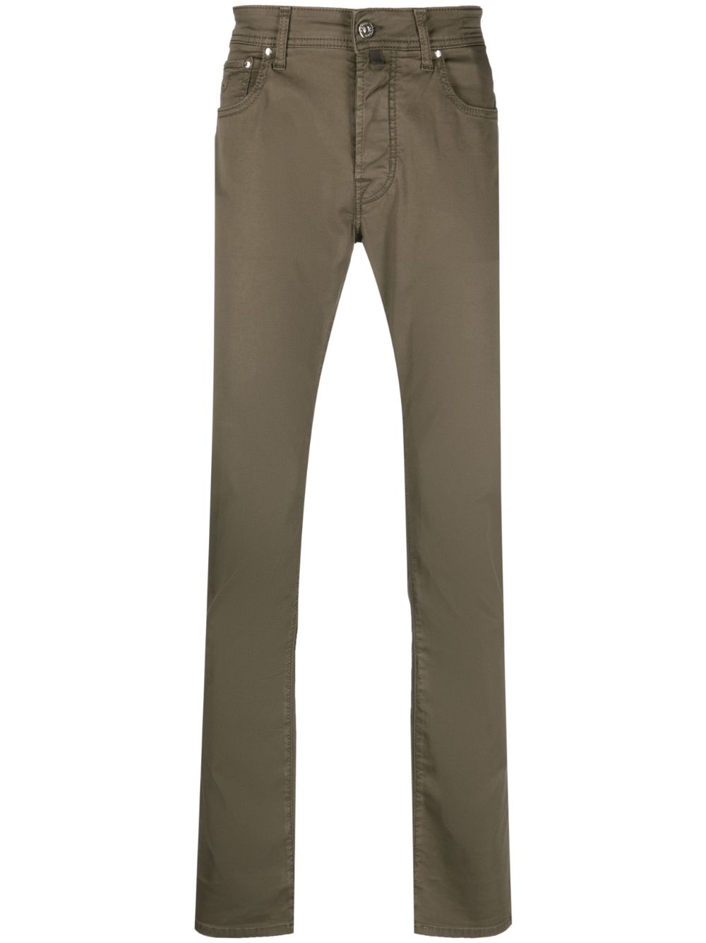 Maison-Kitsune Jacob Cohën contrast-pocket tapered-leg Trousers Green Men Tapered Pants