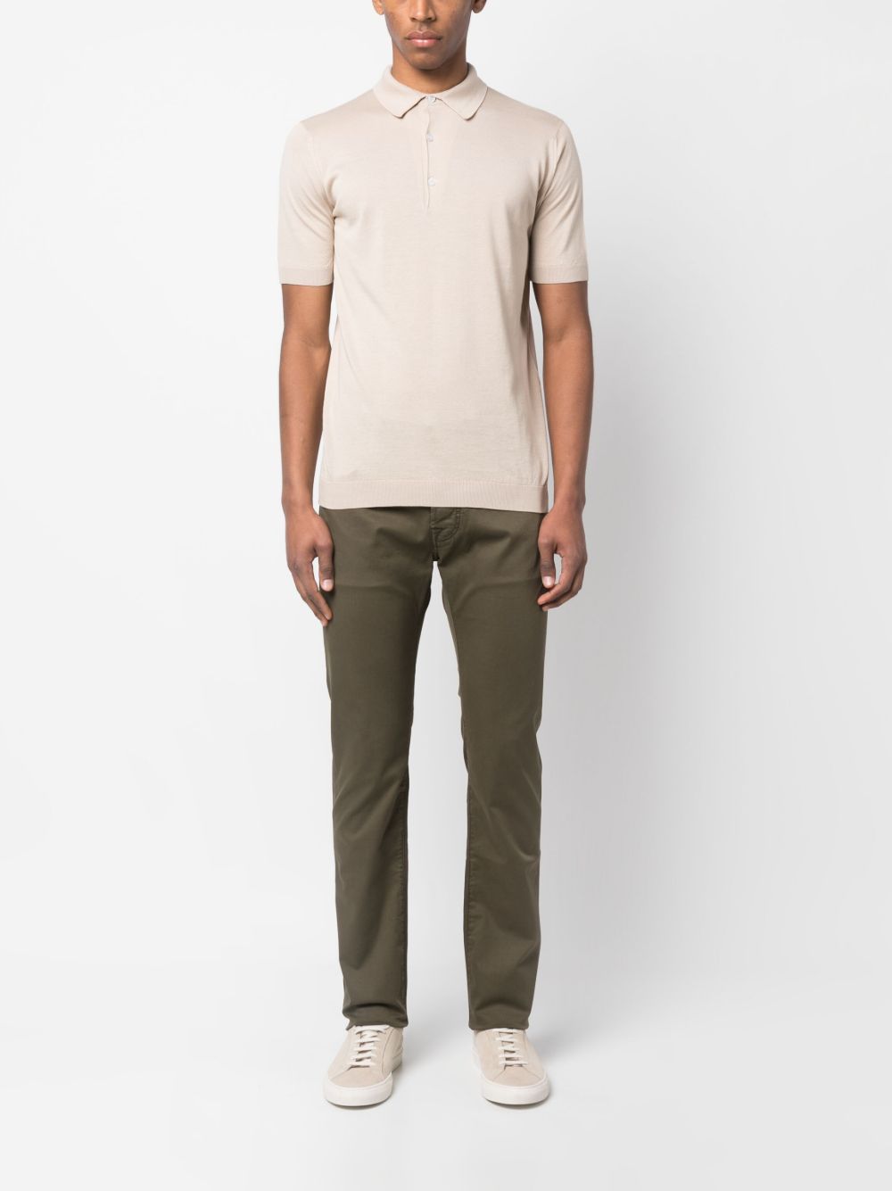 Maison-Kitsune Jacob Cohën contrast-pocket tapered-leg Trousers Green Men Tapered Pants