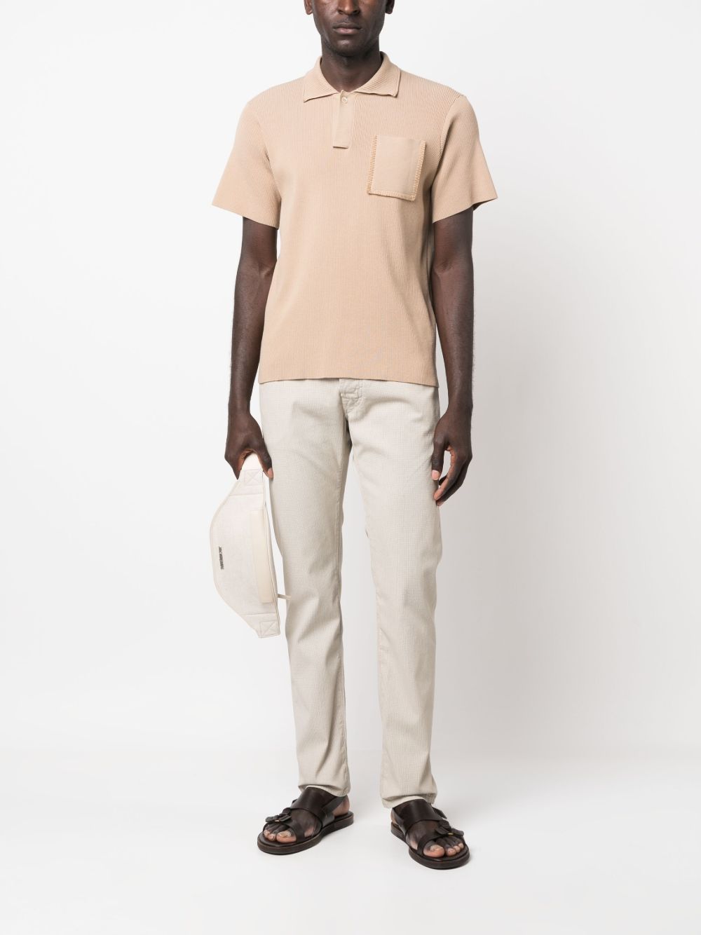 Jacob Cohën embroidered-logo straight-leg Trousers Neutrals Maison-Kitsune Men Regular-Fit & Straight Leg Pants