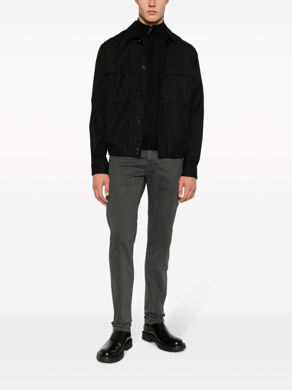 Jacob Cohën logo-patch Cotton Blend Tapered Jeans Grey Men Tapered Jeans Maison-Kitsune