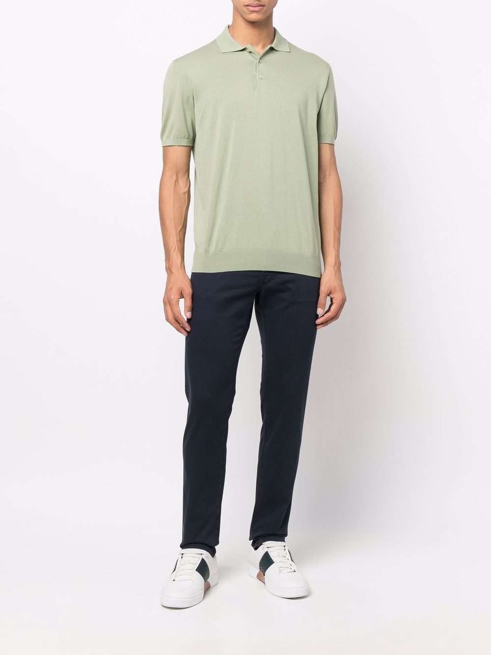 Men Tapered Pants Maison-Kitsune Jacob Cohën mid-rise slim-cut Trousers Blue