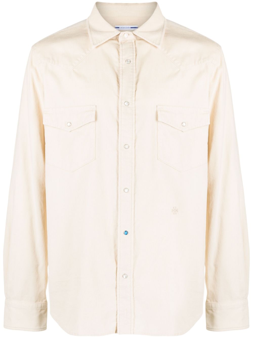 Jacob Cohën logo-embroidery Corduroy Cotton Shirt Neutrals Maison-Kitsune Men Shirts