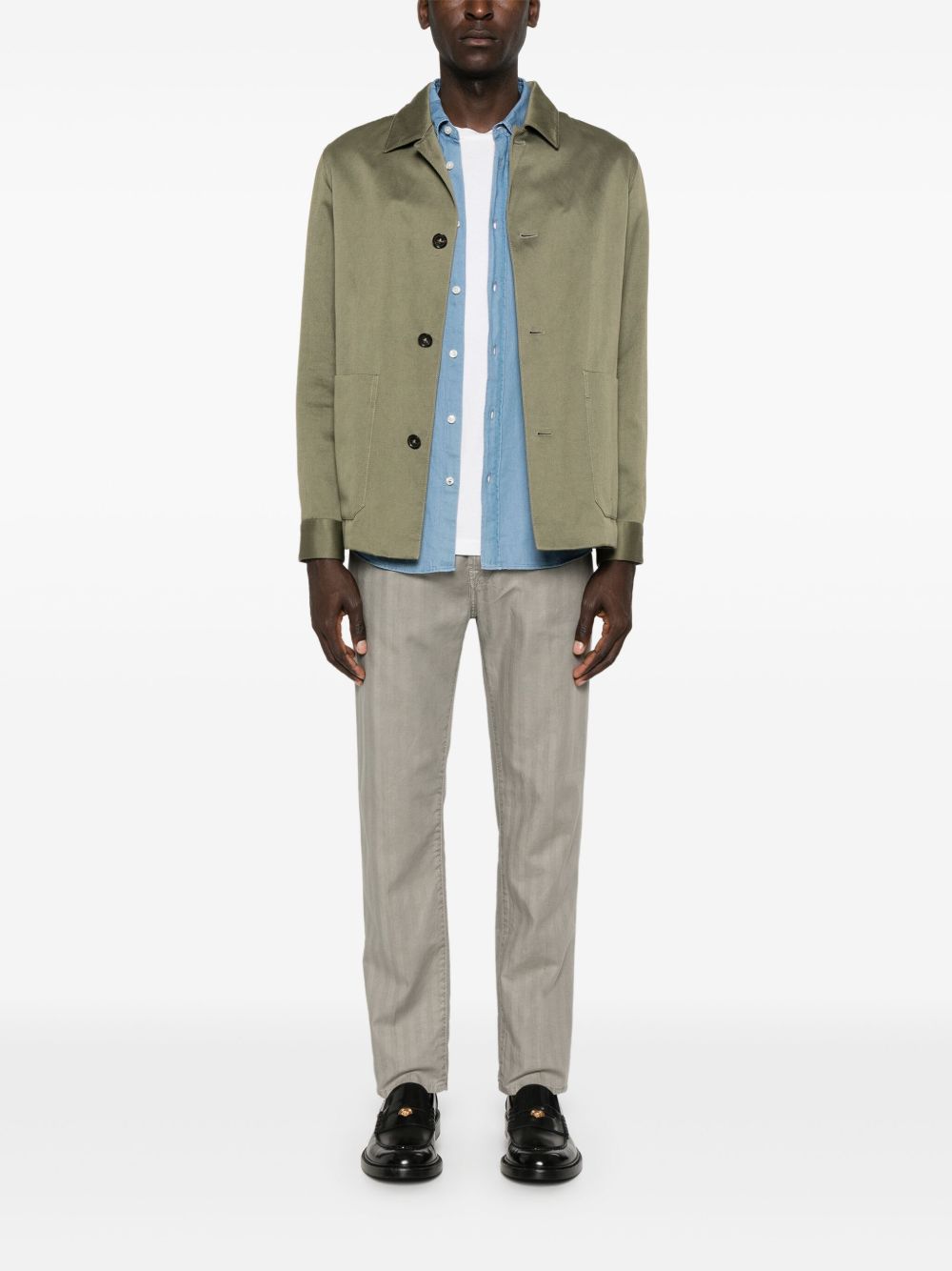 Maison-Kitsune Jacob Cohën Scott slim-cut Trousers Grey Men Tapered Pants