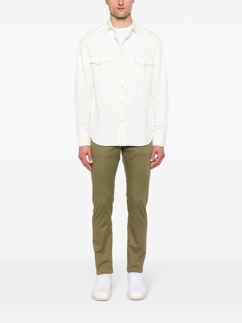 Maison-Kitsune Tapered Pants Men Jacob Cohën logo-patch Trousers Green