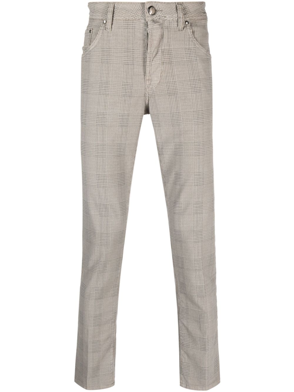 Jacob Cohën Mini check-print Skinny Trousers Grey Maison-Kitsune Men Skinny Pants