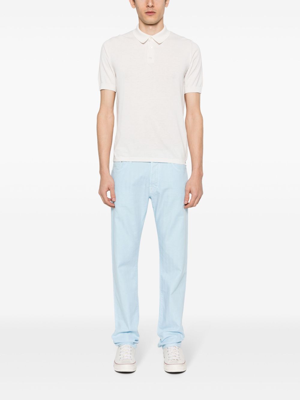 Jacob Cohën Herringbone tapered-leg Trousers Blue Maison-Kitsune Men Tapered Pants