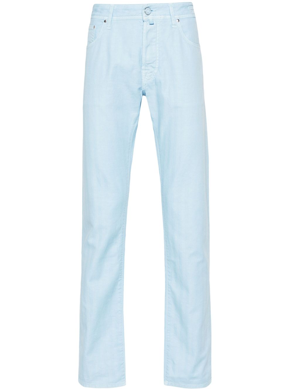 Jacob Cohën Herringbone tapered-leg Trousers Blue Maison-Kitsune Men Tapered Pants