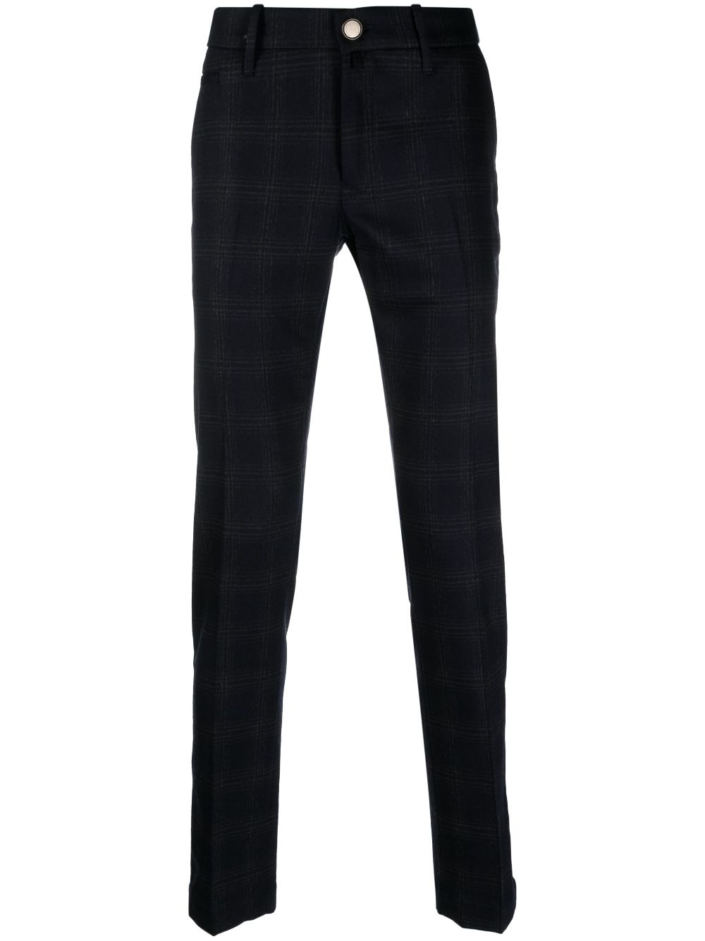 Maison-Kitsune Tapered Pants Men Jacob Cohën plaid-check wool-blend Tapered Trousers Blue