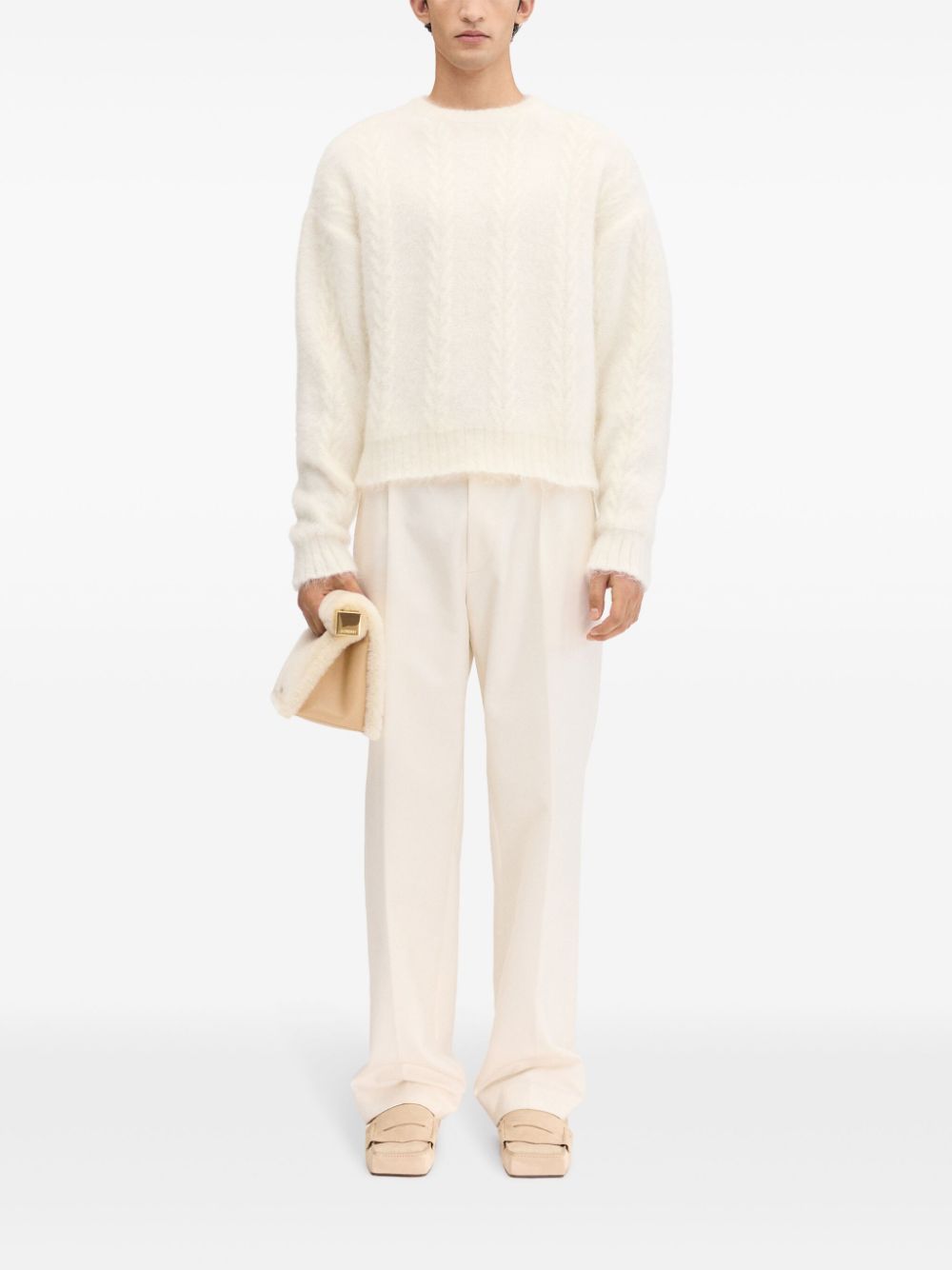 Jacquemus The Nuvola Sweater White Men Knitted Sweaters Maison-Kitsune