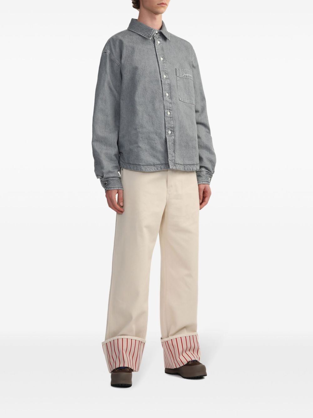 Jacquemus De-Nimes Jeans White Men Relaxed-Fit Jeans Maison-Kitsune